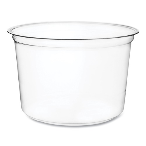 Food Containers & Lids | Vegware CF-DC-16 4.6 in. x 3 in. 16 oz. Compostable Plastic Round Deli Pots - Clear (500/Carton) image number 0