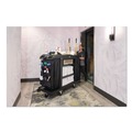 Janitorial & Housekeeping Carts | Rubbermaid Commercial 2202527 24.4 in. x 62.4 in. x 49 in. Full-Size 3-Shelf Resin Housekeeping Cart with Accessory Bundle - Black image number 2