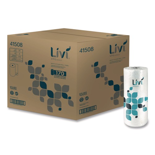 Perforated Roll & Hand Towels | Livi VPG Select 41508 Kitchen Roll Towel, 2-Ply, 5 x 11, White, 170 Sheets/Roll, 24 Rolls/Carton image number 0