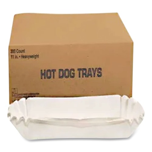 Food Containers & Lids | Hoffmaster 610740 6 in. x 2 in. x 2 in. Fluted Hot Dog Trays - White (3000/Carton) image number 0