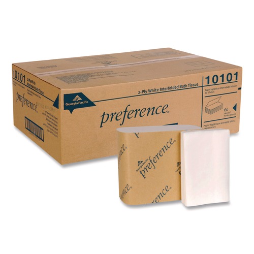 Toilet Tissues | Georgia Pacific Professional 10101 Singlefold Septic Safe 1 Ply Interfolded Bathroom Tissues - White (24000/Carton) image number 0