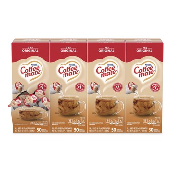 Coffee-Mate 11001124 0.38 oz. Liquid Coffee Creamer Mini Cups - Original (50/Box, 4 Boxes/Carton)