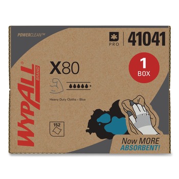 WypAll 41041 11.1 in. x 16.8 in. Power Clean X80 Heavy Duty Cloths - Blue (160/Carton)