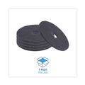 Floor Pads-Stripping | Boardwalk BWK4017BLA 17 in. Diameter Stripping Floor Pads - Black (5/Carton) image number 4