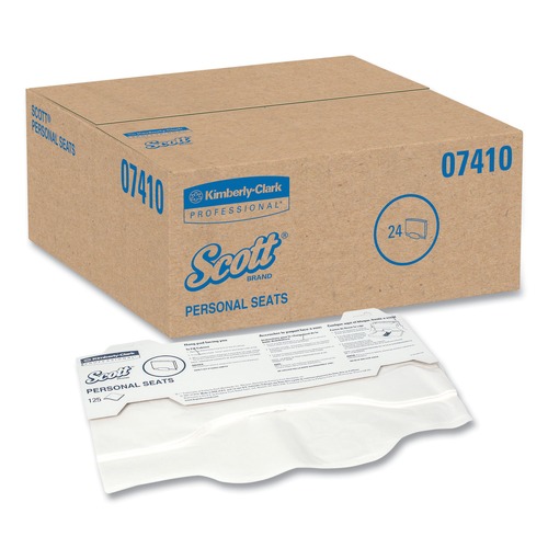 Toilet Seat Covers | Scott 07410 Personal Seats 15 in. x 18 in. Sanitary Toilet Seat Covers - White (125/Pack) image number 0