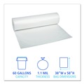Low-Density Trash Bags | Boardwalk X7658SCKR01 38 in. x 58 in. 1.1 mil 60 gal. Recycled Low-Density Polyethylene Can Liners - Clear (100/Carton) image number 4