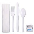 Cutlery Kits | Boardwalk BWKFKTNSMWPSWH 6-Piece Condiment/Fork/Knife/Napkin/Teaspoon Cutlery Kit - White (250/Carton) image number 1
