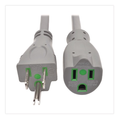 Janitorial Extension Cords | Tripp Lite P024-015-GY-HG Hospital-Grade Extension Cord 15 ft 15 A Gray image number 0