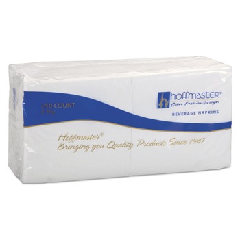 BEVERAGE NAPKINS | Hoffmaster 180300 2-Ply 9-1/2 in. x 9-1/2 in. Regal Embossed Beverage Napkins - White (1000/Carton)