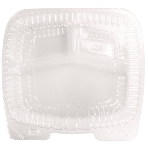Food Containers & Lids | Handi-Foil HFA 6093S-250 8 in. x 3 in. x 8.87 in. Handi-Lock Plastic 3-Compartment Food Container - Clear (250/Carton) image number 0