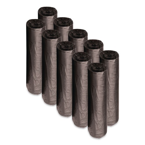 Low-Density Trash Bags | Boardwalk H8048EKKR01 40 in. x 48 in. 45 gal. 1 mil Recycled Low-Density Polyethylene Can Liners - Black (100/Carton) image number 0