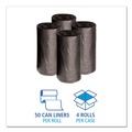Low-Density Trash Bags | Boardwalk H4823RKKR01 10 Gallon 0.35 mil 24 in. x 23 in. Perforated Roll Low-Density Waste Can Liners - Black (50 Bags/Roll, 10 Rolls/Carton) image number 3