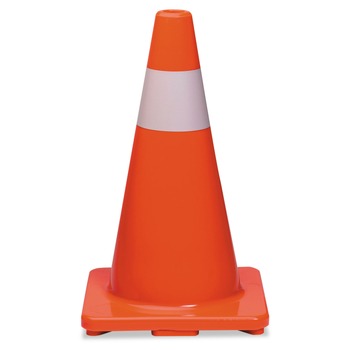 TRAFFIC SAFETY | Tatco 25500 10 in. x 10 in. x 18 in. Traffic Cone - Orange/Silver