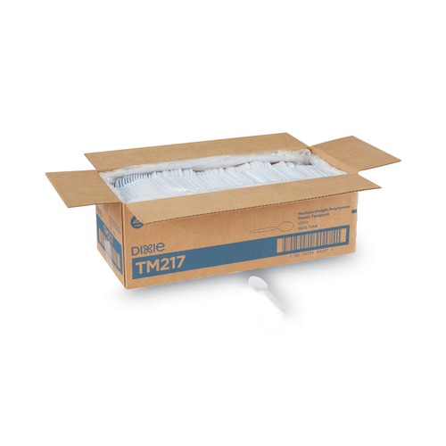 Disposable Spoons | Dixie TM217 Heavy Mediumweight Plastic Cutlery Teaspoons - White (1000/Carton) image number 0