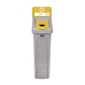 Indoor Waste Receptacles | Rubbermaid Commercial 2185052 Slim Jim Recycling Station Kit 1-Stream Bottles and Cans 23 gal Plastic Yellow/Gray image number 0