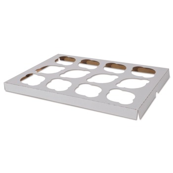 BAKERY BOXES AND CONTAINERS | SCT 10016 9.88 in. x 13.88 in. x 0.88 in. 12-Compartments Paper Cupcake Holder Inserts - White/Brown (200/Bundle)