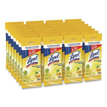 LYSOL Brand 19200-99799 6.69 in. x 7.87 in. 1-Ply Disinfecting Wipes Flatpacks - Lemon and Lime Blossom White (24/Carton)