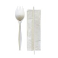 Cutlery Kits | Boardwalk BWKSCHOOLKITPP 5.31 in. Mediumweight Plastic School Cutlery Napkin/Spork/Straw Kit - White (1000/Carton) image number 0