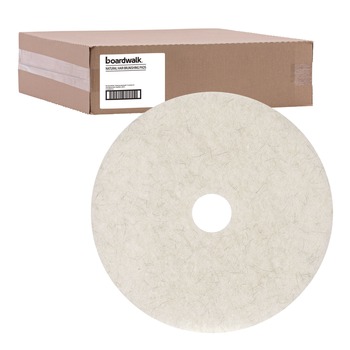 FLOOR PADS CLEANING BUFFING AND POLISHING | Boardwalk 7000126619 27 in. Diameter Natural Burnishing Floor Pads - White (5/Carton)