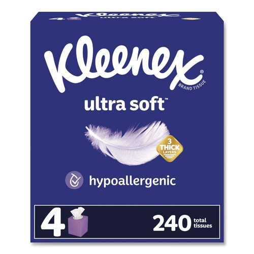 Facial Tissues | Kleenex 54308 Ultra Soft 3-Ply Facial Tissue - White (12/Carton) image number 0