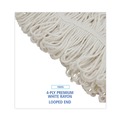 Mop Heads | Boardwalk BWK424RCT 24 oz. Rayon Pro Loop Web/Tailband Wet Mop Head - White (12/Carton) image number 6