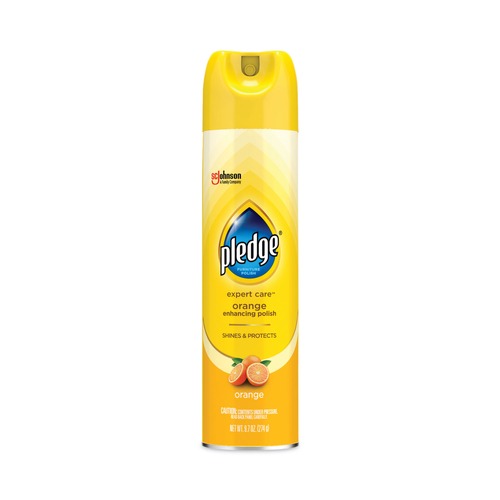 Furniture Cleaners | Pledge 323148EA 9.7 oz Aerosol Spray Furniture Polish - Orange Clean Scent image number 0