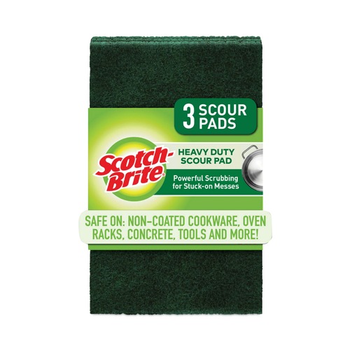 Scouring Pads & Sticks | Scotch-Brite 223-10 3.8 in. x 6 in. Heavy-Duty Scour Pad - Green (10/Carton) image number 0