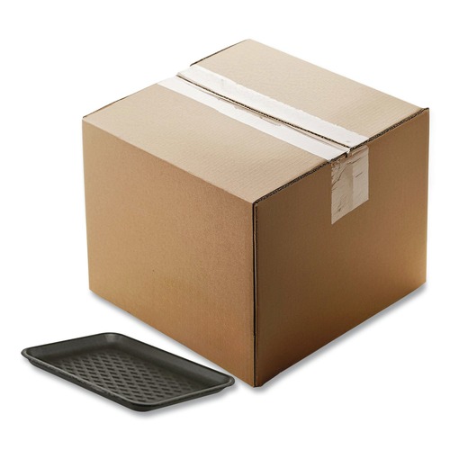 Food Containers & Lids | Pactiv Corp. 51P910S 10.88 in. x 5.88 in. x 0.69 in. No. 10S Foam Supermarket Tray - Black (500/Carton) image number 0