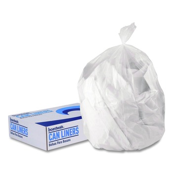 HIGH DENSITY TRASH BAGS | Boardwalk Z8048WNKR01 40 in. x 48 in. 45 gal. 22 mic High-Density Can Liners - Natural (150/Carton)