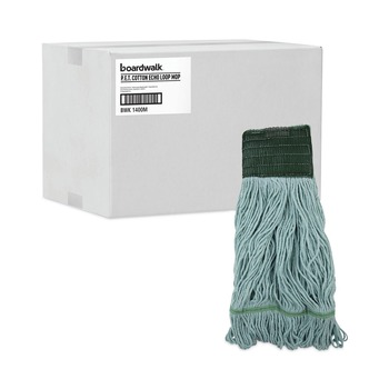 Boardwalk BWK1400MCT EchoMop with Looped-End Synthetic/Cotton Wet Mop Head - Medium, Blue (12/Carton)