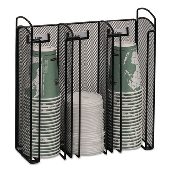 Safco 3292BL 12.75 in. x 4.5 in. x 13.25 in. 3 Compartments Steel Mesh Onyx Breakroom Organizers - Black