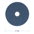 Floor Pads-Stripping | Boardwalk BWK4014BLU 14 in. Diameter Scrubbing Floor Pads - Blue (5/Carton) image number 2