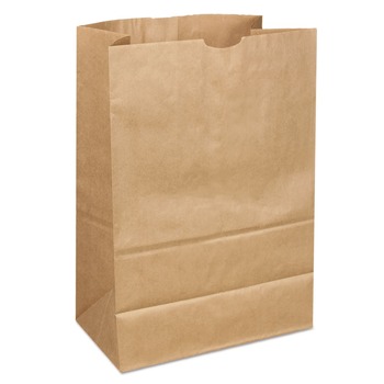 Ross & Wallace Paper Products 110416 12 in. x 7 in. x 17 in. 40 lbs. Capacity 1/6 BBL Grocery Paper Bags - Kraft (400 Bags/Carton)