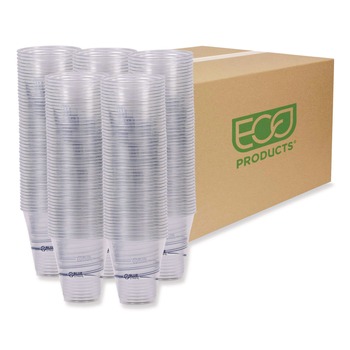 Eco-Products EP-CR12 20-Packs/Carton 12 oz. BlueStripe 25% Recycled Content Cold Cups - Clear/Blue