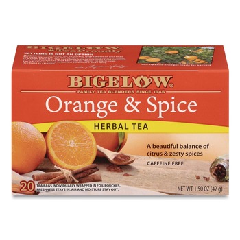 Bigelow RCB00398 Tea Bags - Orange and Spice Herbal Tea (28/Box)