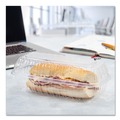 Food Containers & Lids | Dart C99HT1 Showtime 5.1 in. x 9.9 in. x 3.5 in. 29.9 oz. Hinged Plastic Hoagie Containers - Clear (200/Carton) image number 6