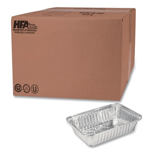 Food Containers & Lids | Handi-Foil 2060-30-500 5.13 in. x 7.06 in. x 1.69 in. Aluminum Pan with 1.5-lb. Capacity - Silver (500/Carton) image number 0