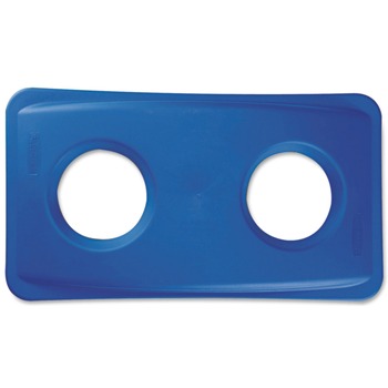 WASTE RECEPTACLE LIDS | Rubbermaid Commercial FG269288BLUE 20.38 in. x 11.38 in. x 2.75 in. Lid for Slim Jim Bottle Recycling Container - Blue