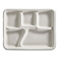 Perforated Roll & Hand Towels | Chinet 21040 Savaday 250/Carton 10.5 in. dia., 5-Compartment, Molded Fiber Dinnerware - White image number 2