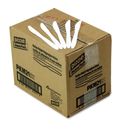Disposable Knives | Dixie PKM21 Mediumweight Plastic Knives - White (1000/Carton) image number 0