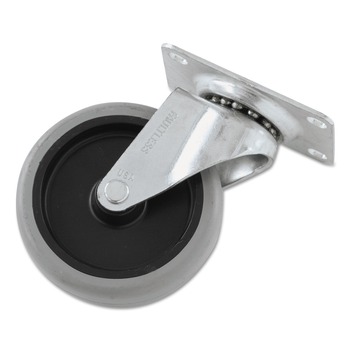 CASTERS AND WHEELS | Rubbermaid Commercial FG1011L20000 4 in. Wheel Swivel Mount Plate Non-Marking Plate Casters - Black/Gray/Silver