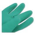 Food Service Chemical Resistant & Reusable Gloves | San Jamar 19NUL 21 in. Long Nitrile Dishwashing Gloves - Large/Green (1-Pair) image number 3