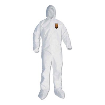 SAFETY APPAREL | Ansell 27239 A30 Hood and Boots Splash/Particle Protection Coverall - 6X-Large/White (21/Carton)