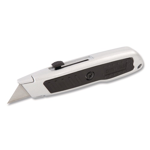 Knives & Multi-Purpose Tools | GreatNeck 12243 1.25 in. Blade 3.5 in. Plastic Handle Retractable Utility Knife - Black/Gray image number 0