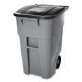 Outdoor Waste Receptacles | Rubbermaid Commercial FG9W2700GRAY Brute 50 Gallon Square Molded Plastic Rollout Container - Gray image number 0