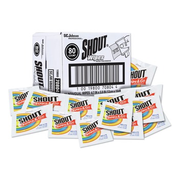  | Shout 686661 4.7 in. x 5.9 in. Unscented Wipe and Go Instant Stain Remover - White (80/Carton)