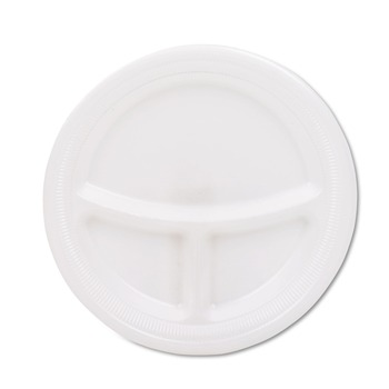 Dart 9CPWQR 3-Compartment 9 in. Diameter Mediumweight Foam Plates - White (125/Pack)