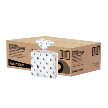 Boardwalk 3285 12 in. x 13 in. 1-Ply Hydrospun Wipers - White (50/Bag, 18 Bags/Carton)
