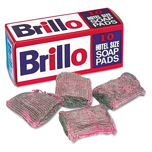 Scouring Pads & Sticks | Brillo SP1210BRILLO 4 in. x 4 in. Hotel Size Soap Pad - Charcoal/Pink (10/Box) image number 0