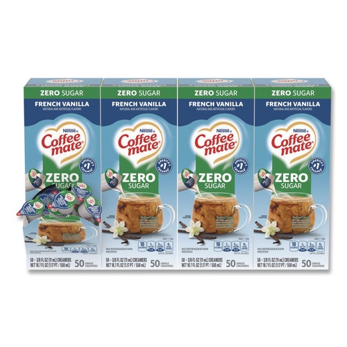 Creamers | Coffee-Mate 12183747 0.38 oz Mini Cups Liquid Coffee Creamer - Zero Sugar French Vanilla (200/Carton) image number 0